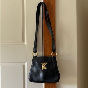 Vintage Paloma Picasso Black Leather Shoulder Bag